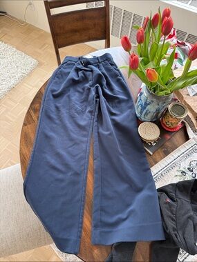 Abercrombie and Fitch Wide Leg Navy Trouser